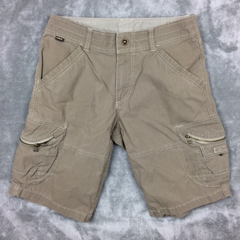 Kuhl Ambush Cargo Shorts Mens 31 Outdoor Hiking Casual Zip Pockets Khaki